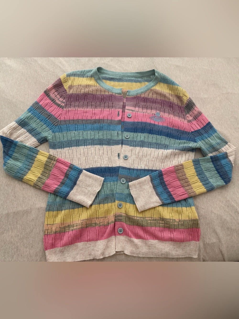 Vivienne Westwood Kids Striped Cardigan in Pink, Blue, Yellow, Cream